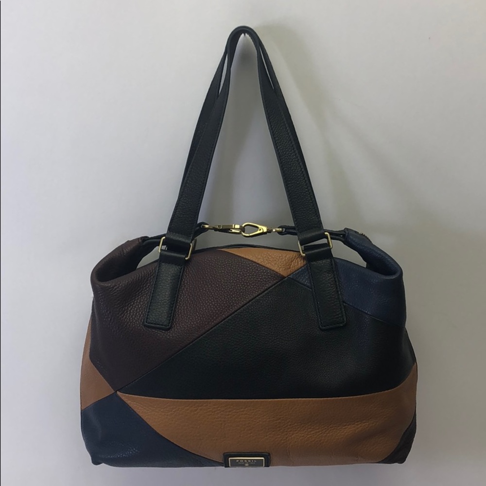 Fossil Brown Patchwork Satchel New shoulder Bag